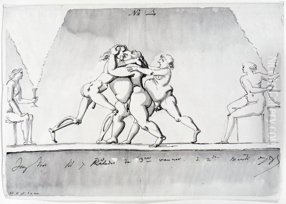 Tre vanner mots Oil Painting by Carl August Ehrensvard