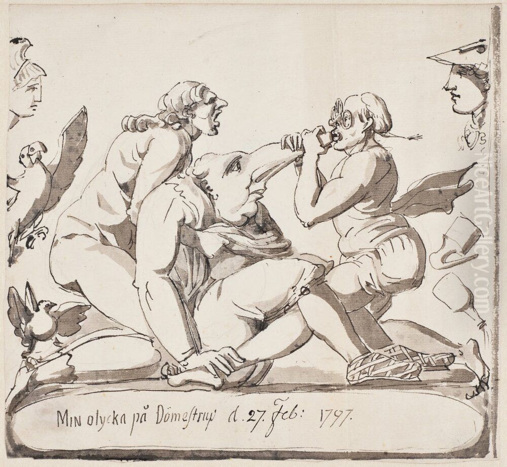 Min olycka pa Domestrup Oil Painting by Carl August Ehrensvard