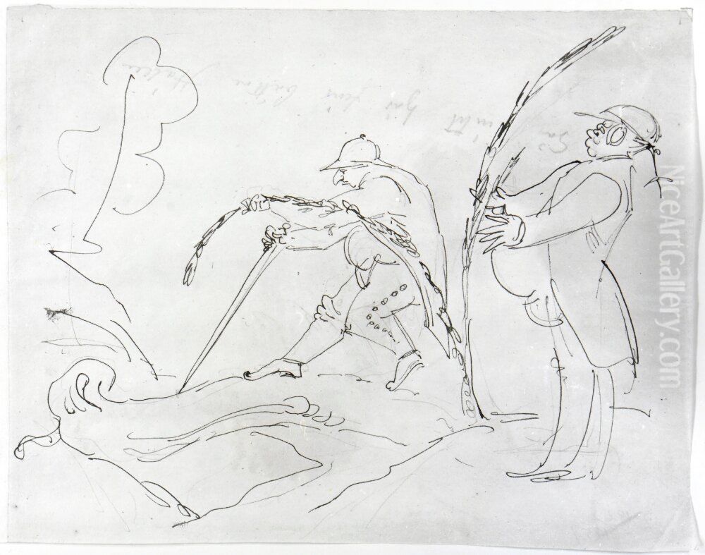 Sergel gar over bron Oil Painting by Carl August Ehrensvard