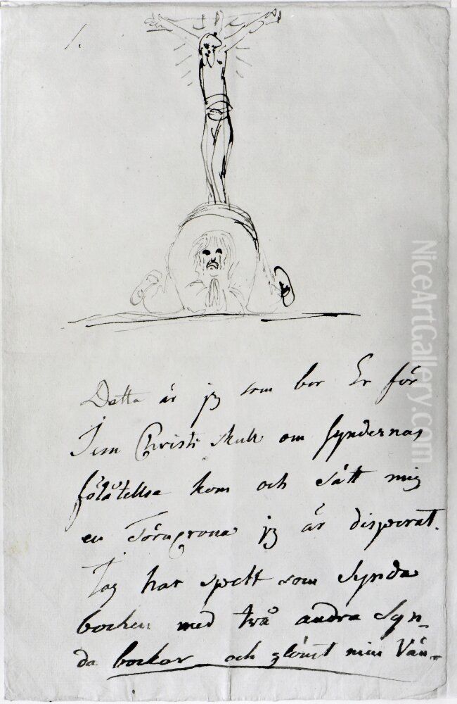 Bon om syndernas forlatelse Oil Painting by Carl August Ehrensvard