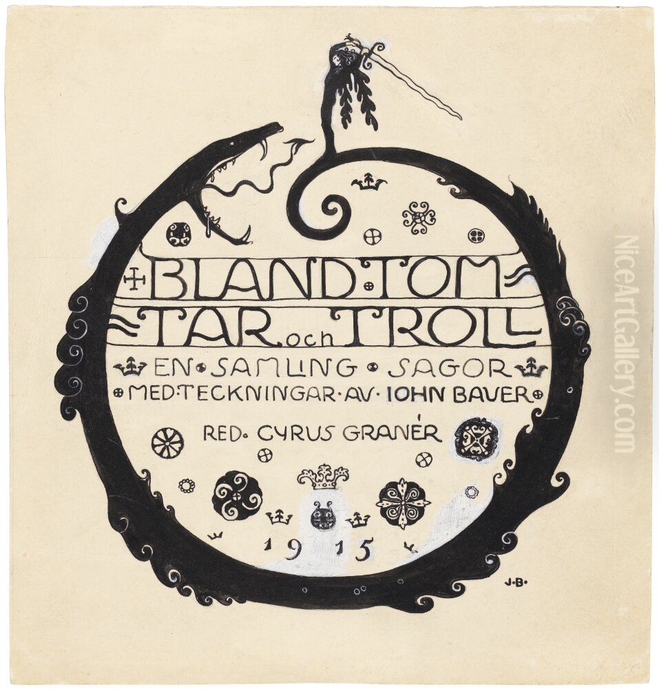 Title Page, Bland tomtar och troll, Vol. 9 Oil Painting by John Bauer