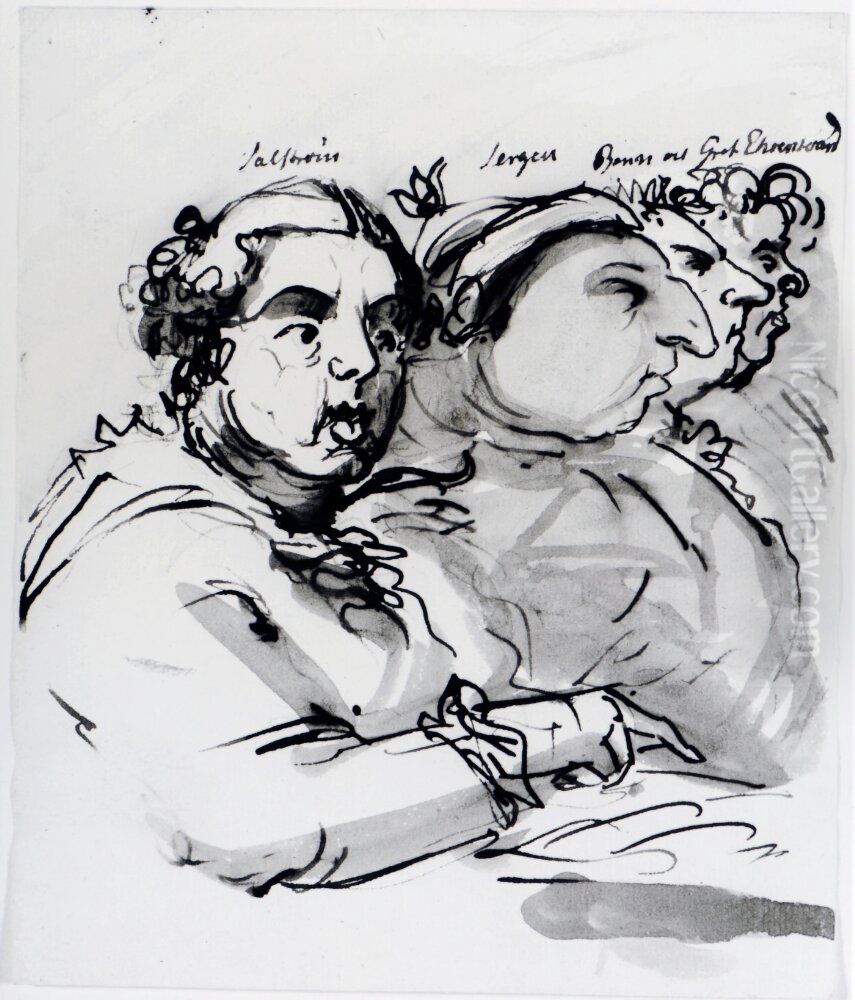 Dalstrom, Sergel, Bonde och greve Ehrensvard Oil Painting by Carl August Ehrensvard