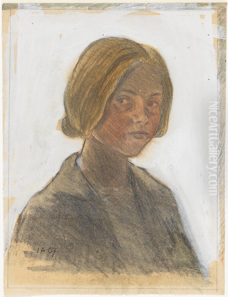 Portratt av min hustru Oil Painting by Ivar Arosenius