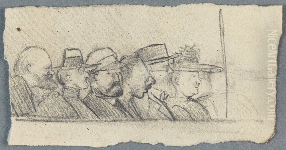 Karikatyrer av man och kvinnor Oil Painting by Ivar Arosenius