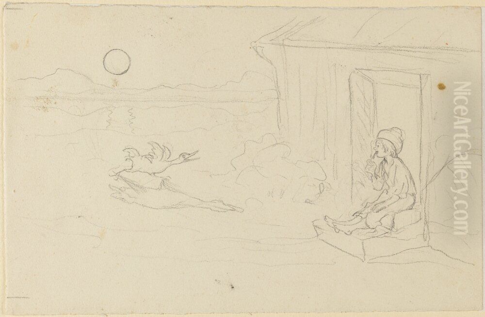 Guldfageln Oil Painting by Ivar Arosenius