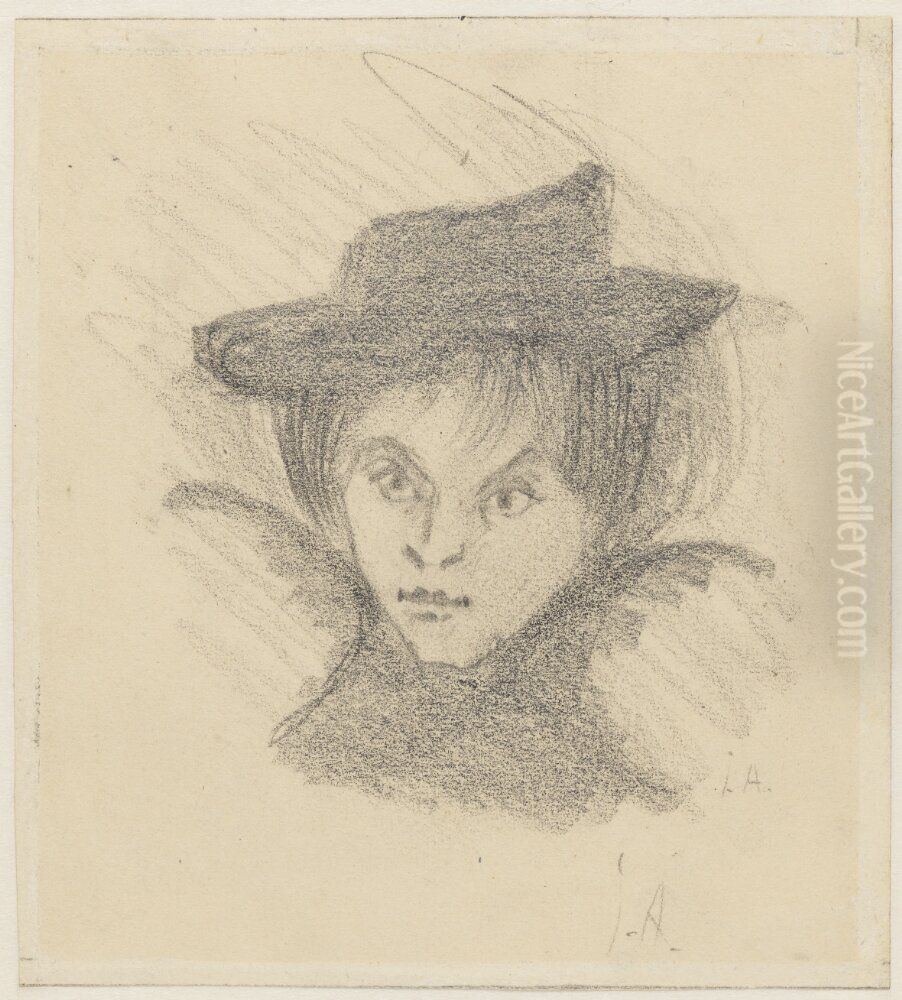 Damportratt Oil Painting by Ivar Arosenius