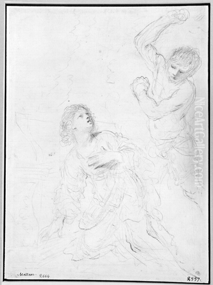 Study for the Martyrdom of St Emerenziana Oil Painting by Giovanni Francesco Barbieri