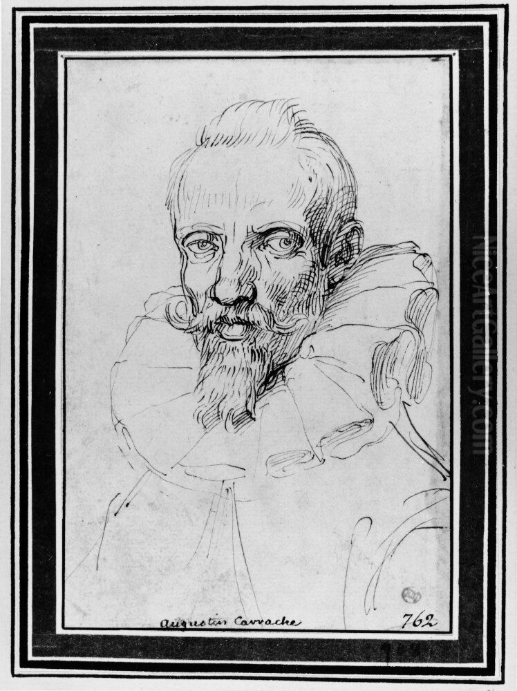 Portrait of a Bearded Man Oil Painting by Agostino Carracci