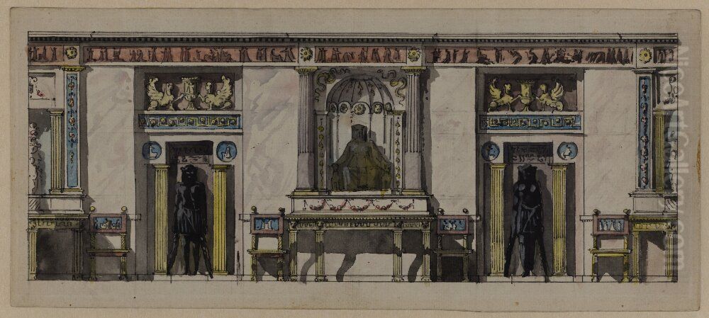 Salon in Egyptian Revival Style Oil Painting by Louis Jean Desprez