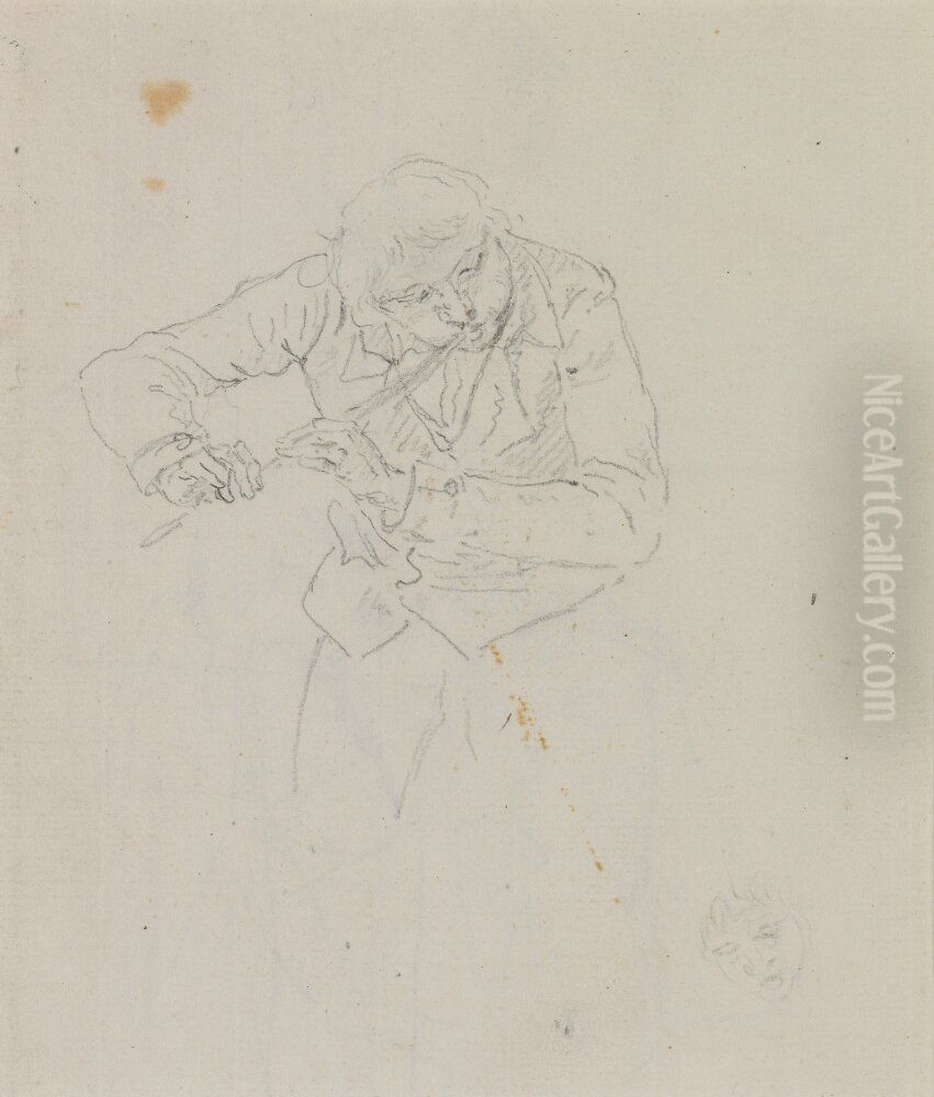 Flojtblasare Oil Painting by Pehr Hillestrom