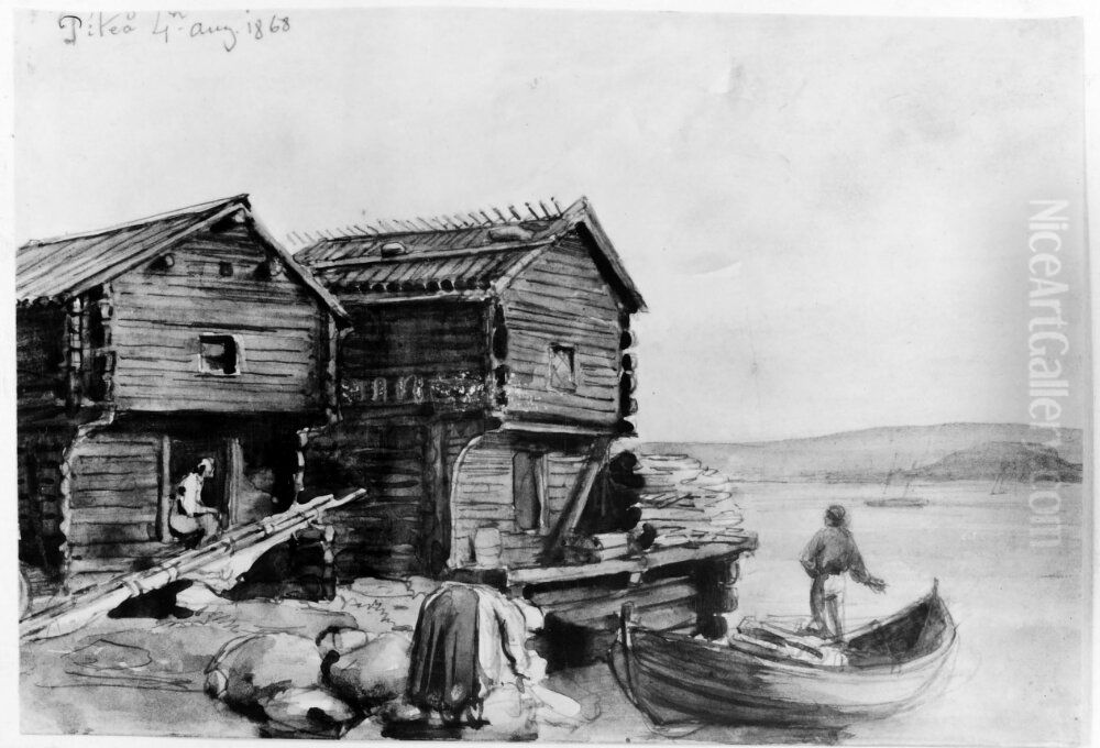 Fiskarbodar vid Pitea. Skissbok 