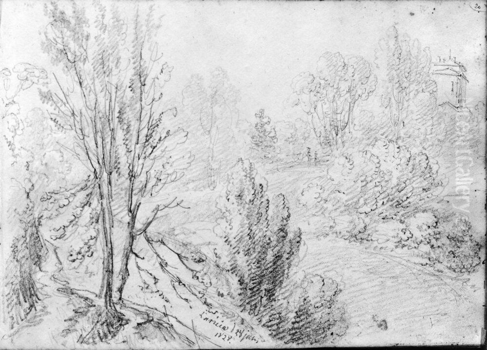 Skissbok. Mestadels Rom. Landskapsskisser och tradstudier, Italien Oil Painting by Per Gustaf von Heideken