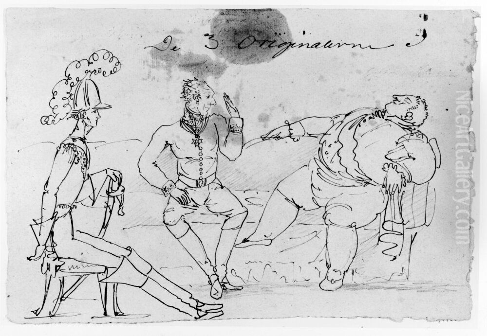 De tre originalerna Oil Painting by Per Otto Adelborg