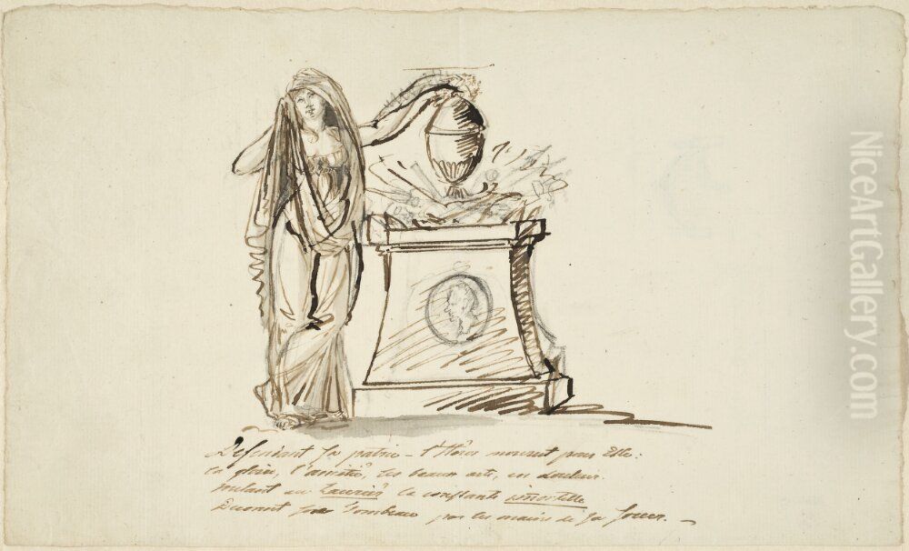 Monument till minne av den vid Lappio stupade svagern Carl Gustav Ramsay Oil Painting by Per Otto Adelborg