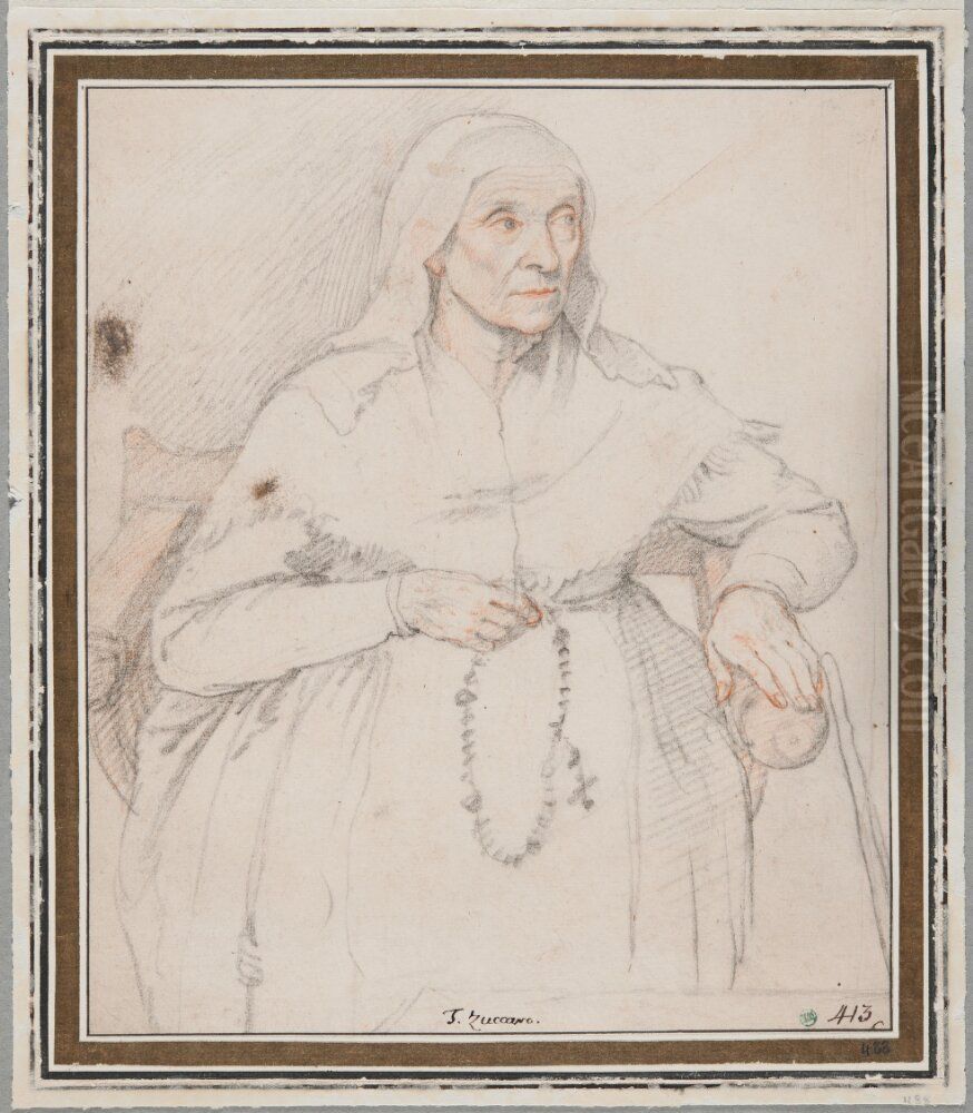 Portrait of an Old Woman Oil Painting by Federico Zuccari