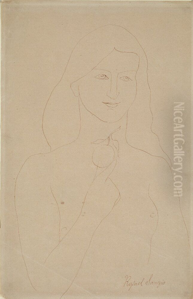 Eva med applet Oil Painting by Ernst Josephson