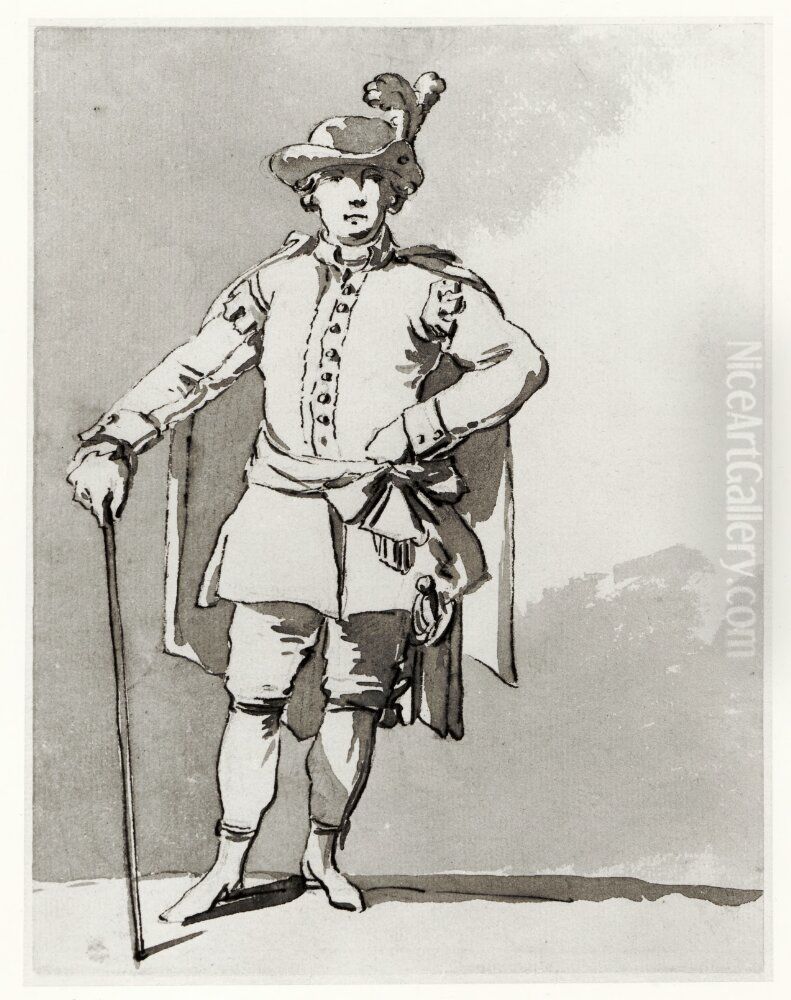 Herre i svenska drakten. Ur Bellingasamlingen Oil Painting by Jean Eric Rehn