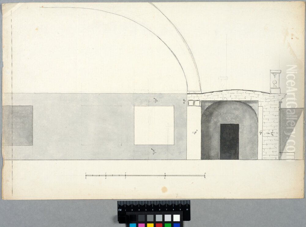 The Tuileries, Paris. Section through the attic and the dome of the central pavilion Oil Painting by Louis Le Vau