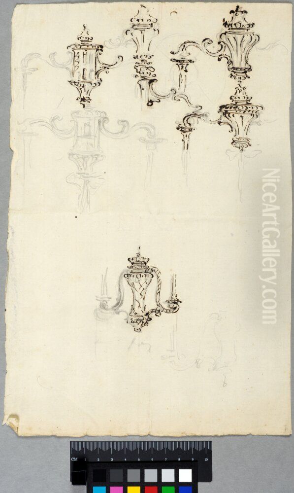 Studies for a Chandelier Oil Painting by Carl Harleman