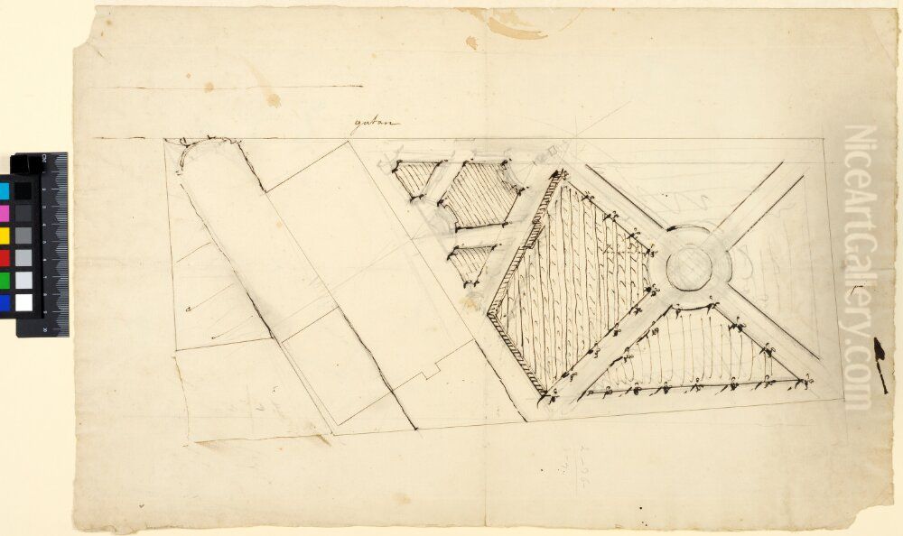 Draft for a Town Garden Oil Painting by Carl Harleman