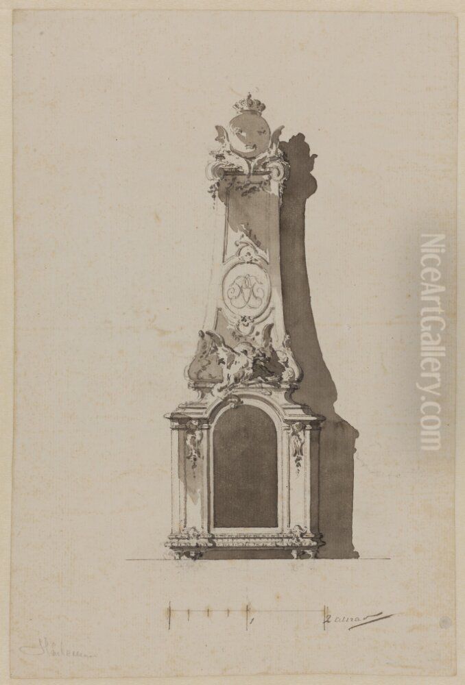 Draft for a Tiled Stove Oil Painting by Carl Harleman