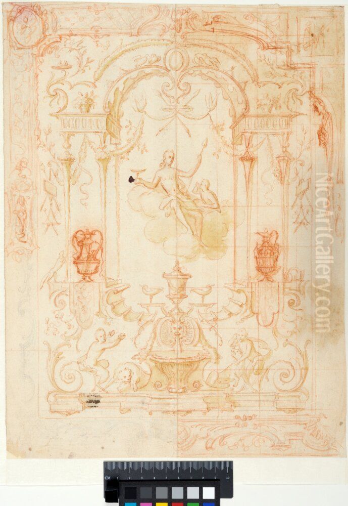 Draft for hanging in the suite Les Portieres des Dieux. Bacchus, autumn Oil Painting by Claude III Audran