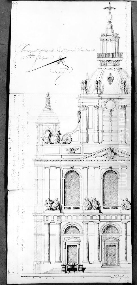 elevation of the frontfacade Oil Painting by Gilles-Marie Oppenord