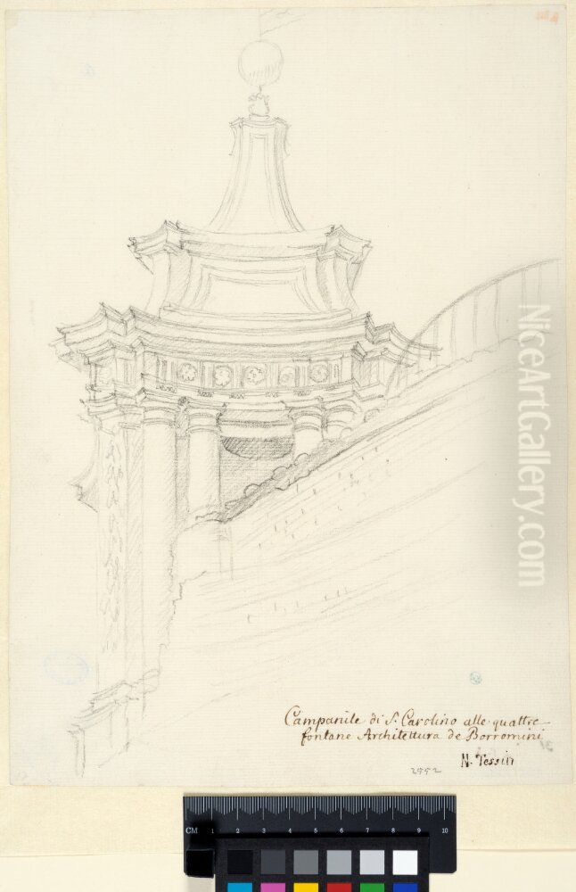 the campanile Oil Painting by Nicodemus Tessin the Younger