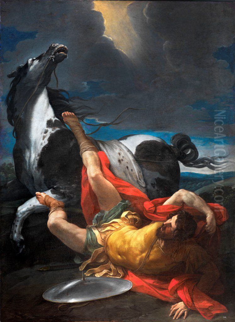 The Conversion of Saul Oil Painting by Guido Reni