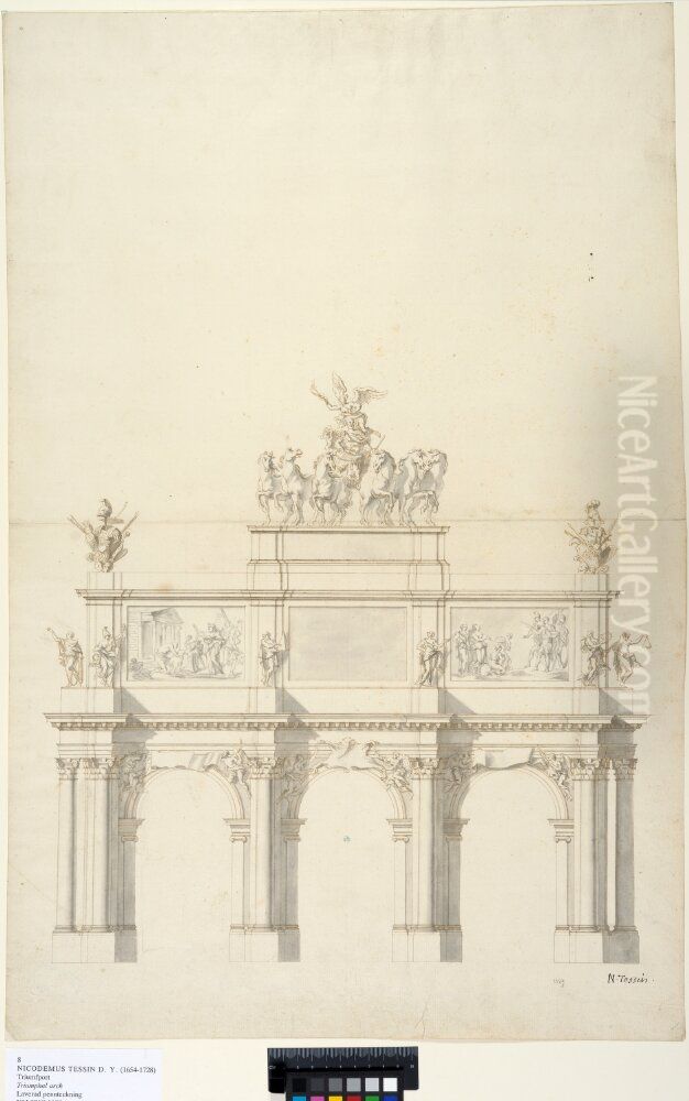 Triumphal arch Oil Painting by Nicodemus Tessin the Younger