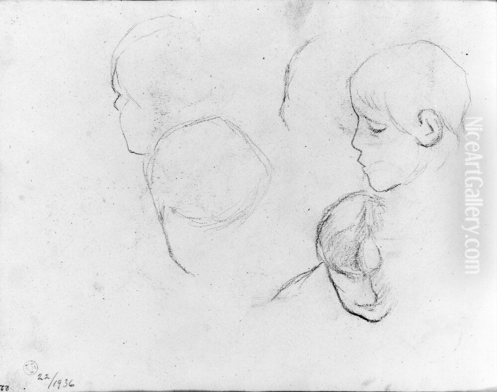 Barnstudier. Blad 22 recto i skissbok om 36 blad Oil Painting by Paul Gauguin