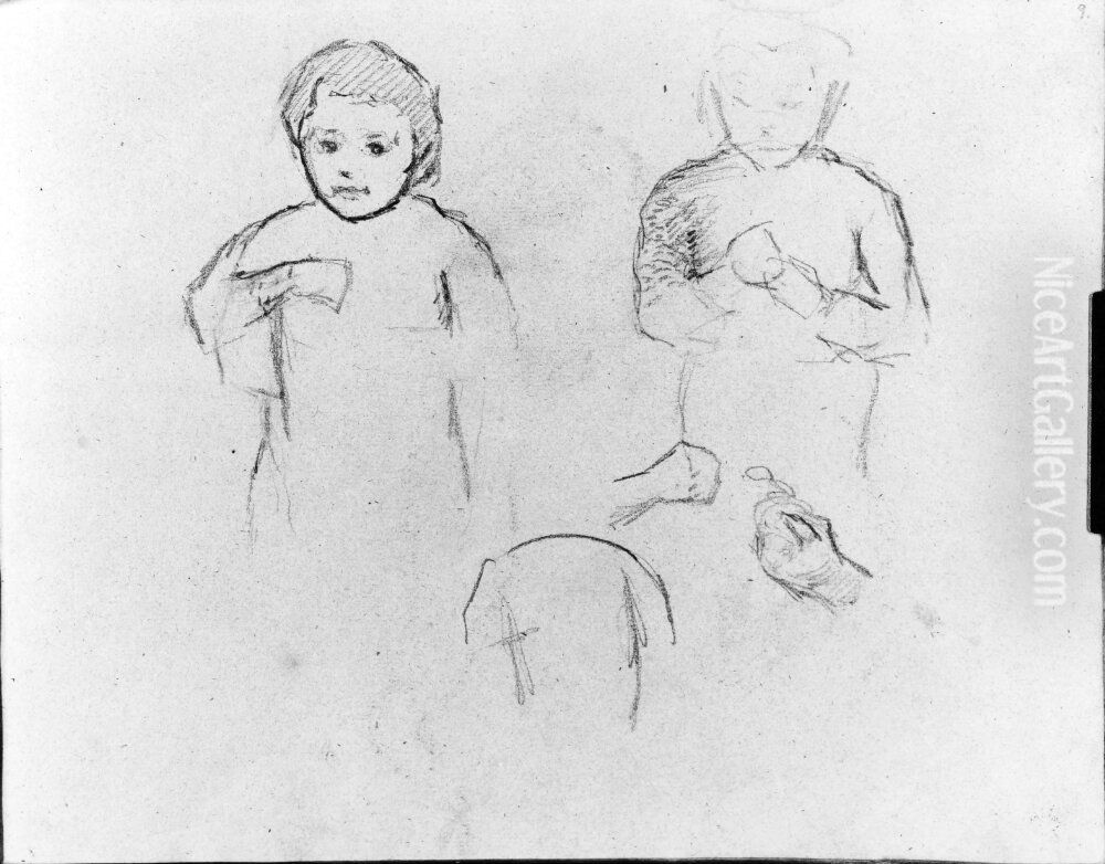 Barnstudier, Emile. Blad 9 i skissbok om 36 blad Oil Painting by Paul Gauguin