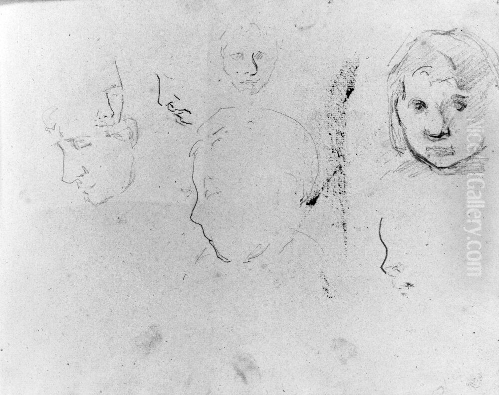 Ansiktsstudier, Aline. Blad 6 recto i skissbok om 36 blad Oil Painting by Paul Gauguin