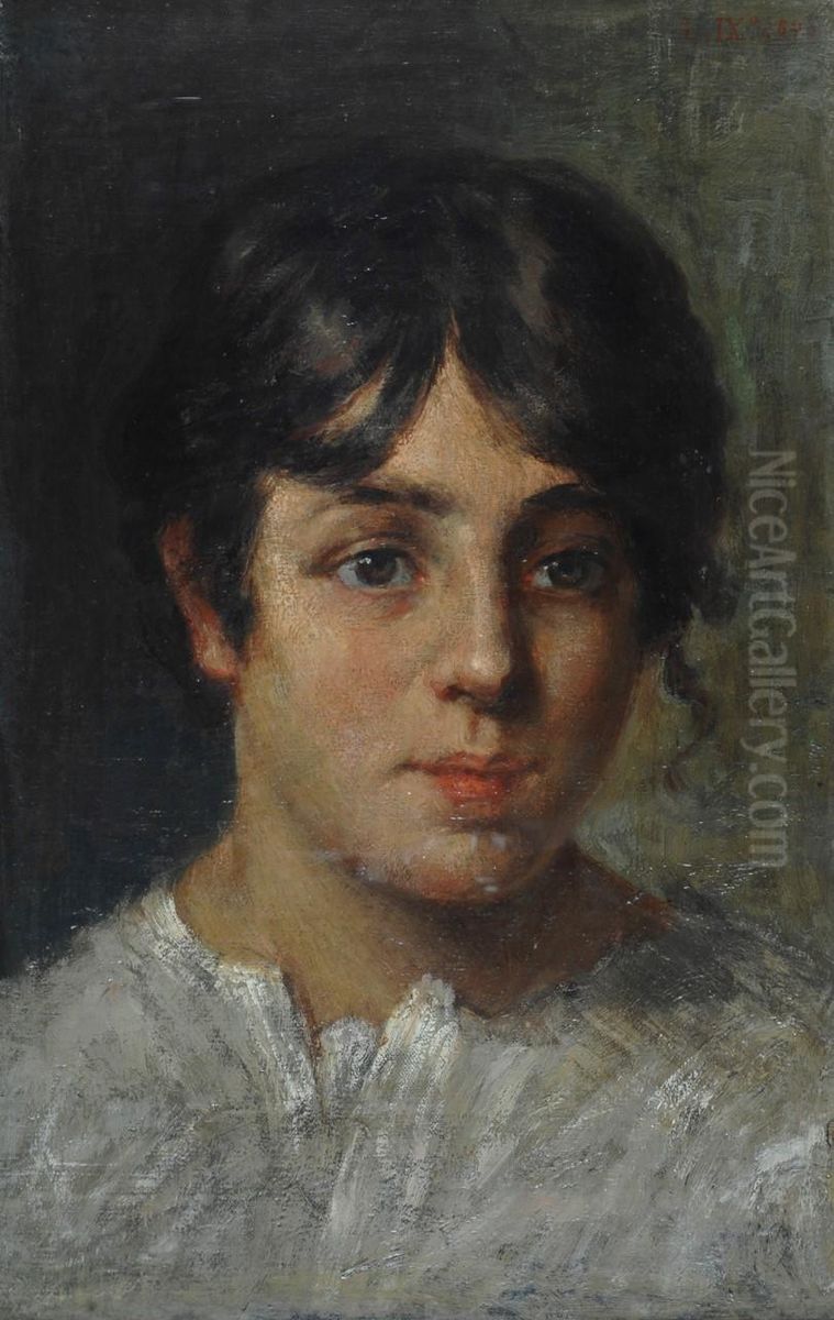 Portrait of a girl Oil Painting by Luigi Nono