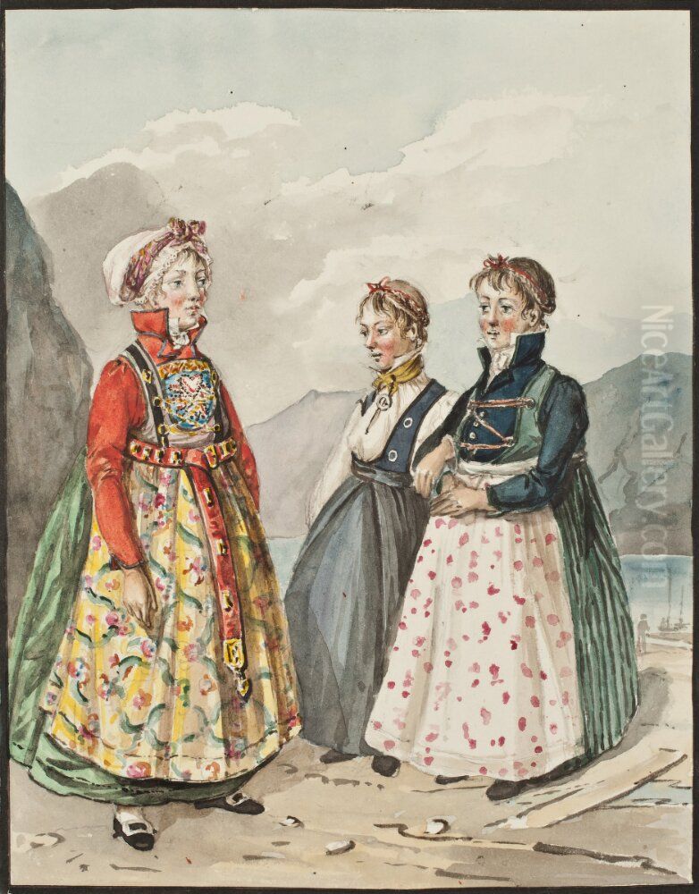 Kladedragt i Burgund och Lerdalsoren Oil Painting by Mikael Gustaf Anckarsvard