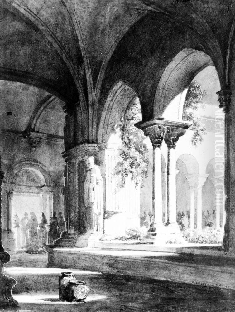 Klostergang Oil Painting by Fredrik Wilhelm Scholander