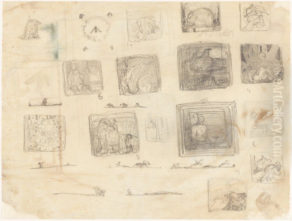 The Tale of The Four Big Trolls and Little William Sheepherder, Bland Tomtar och Troll, Vol. 3 Oil Painting by John Bauer