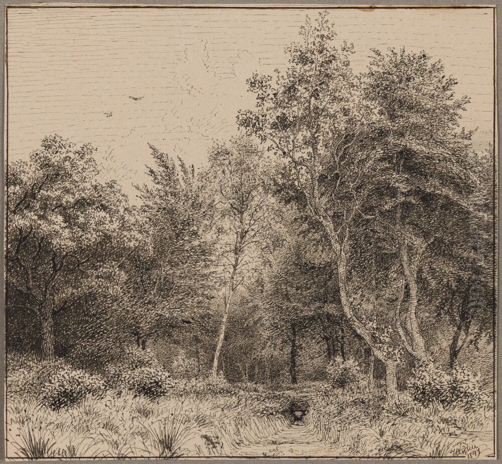 The Jetty in Sandvig's port, Bornholm View of a forest Oil Painting by Vilhelm Kyhn