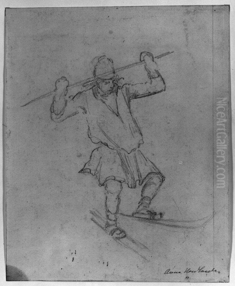 Same pa skidor Oil Painting by Anna Nordlander