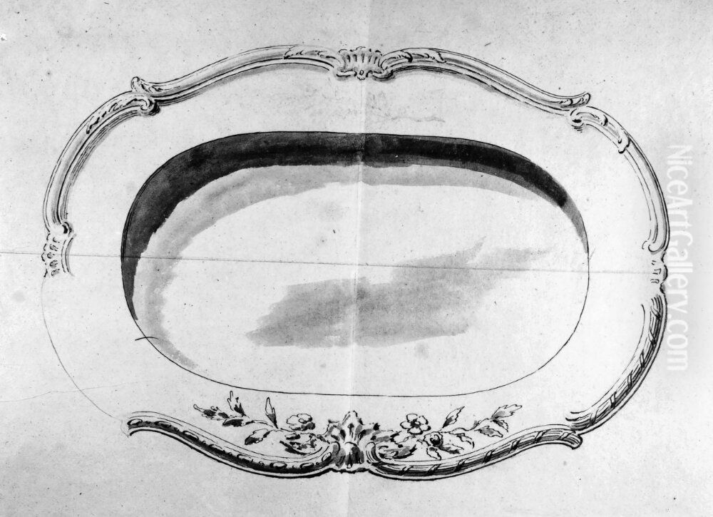 Silverfat i rococostil med blommor Oil Painting by Christian Precht