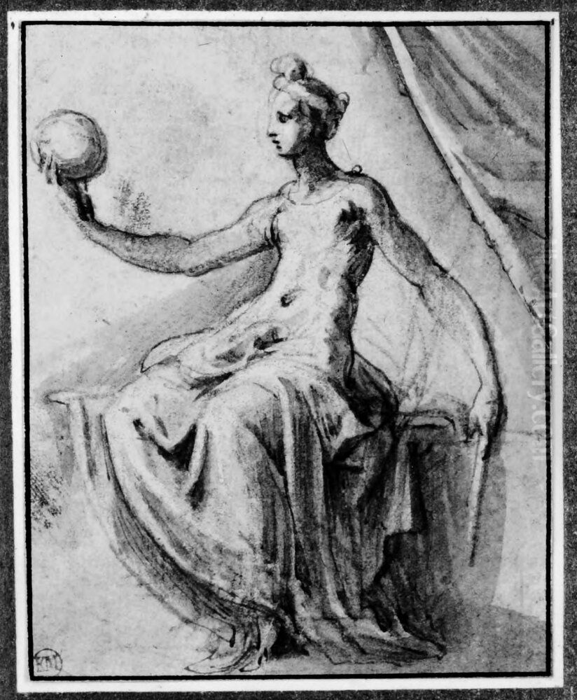 Etuder till Fortuna, Lucrezia, En gubbe. Af Francesco Vanni. Oil Painting by Francesco Vanni