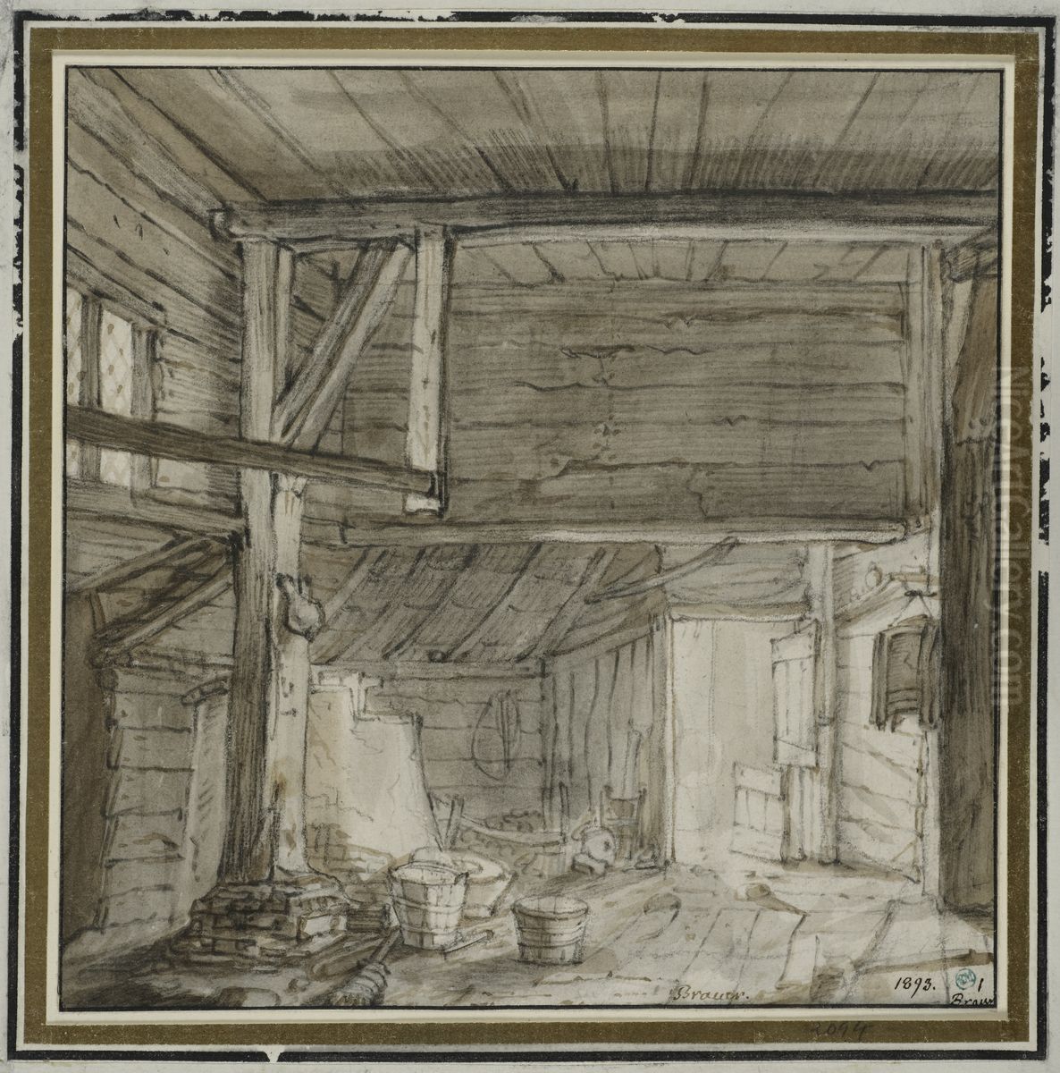 Interior av ett forrad Oil Painting by Cornelis Saftleven