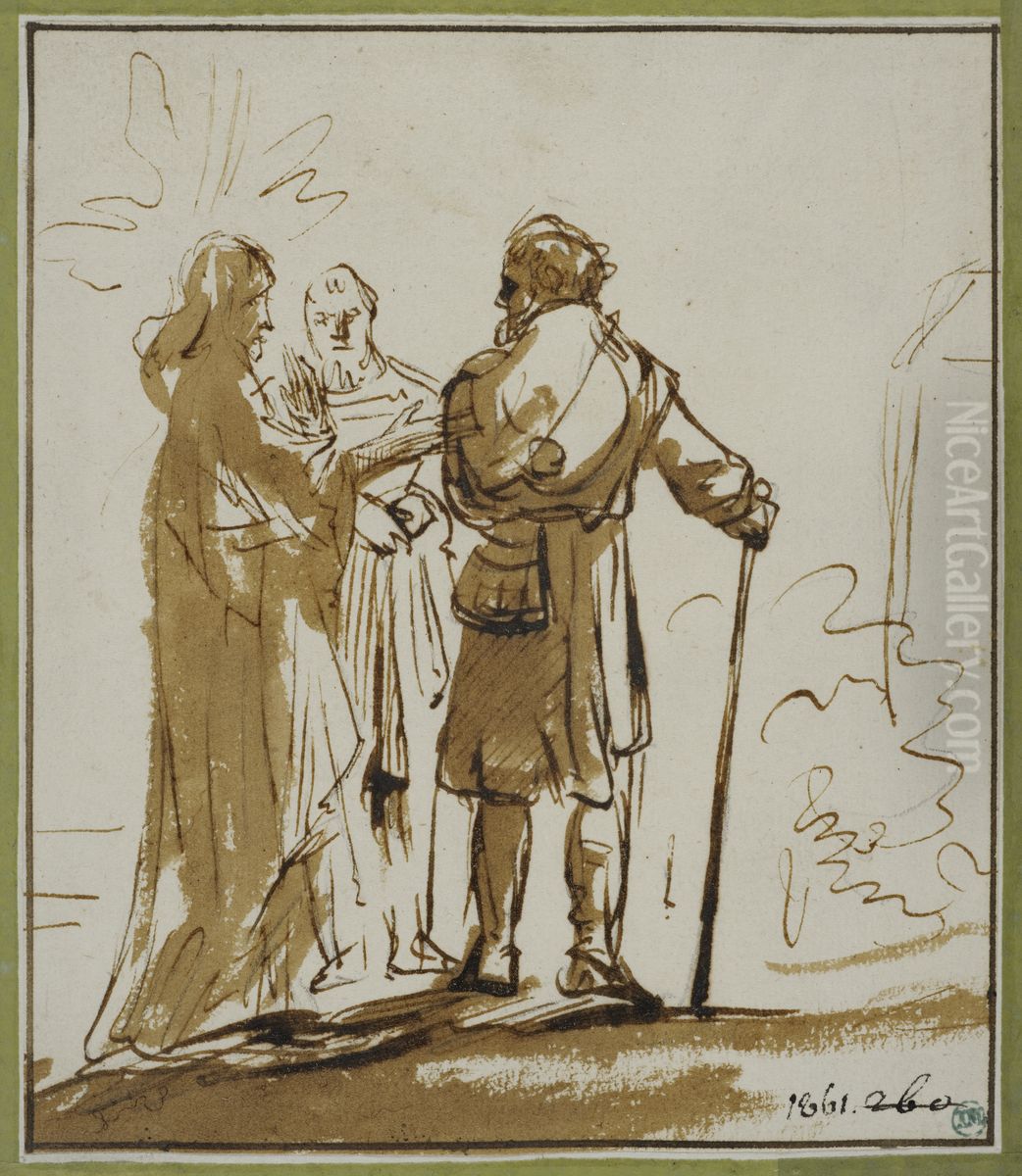 Jesus pa vag till Emmaus Oil Painting by Rembrandt