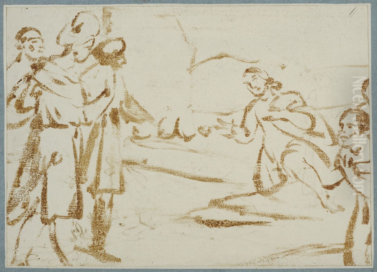 Motet mellan Esau och Jakob Oil Painting by Rembrandt