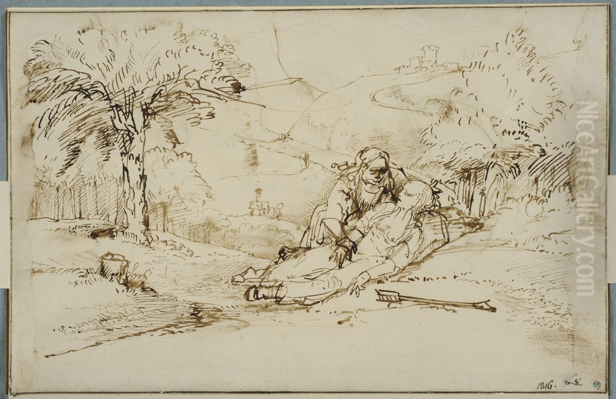 Landskap med Kefalos och Prokris Oil Painting by Rembrandt