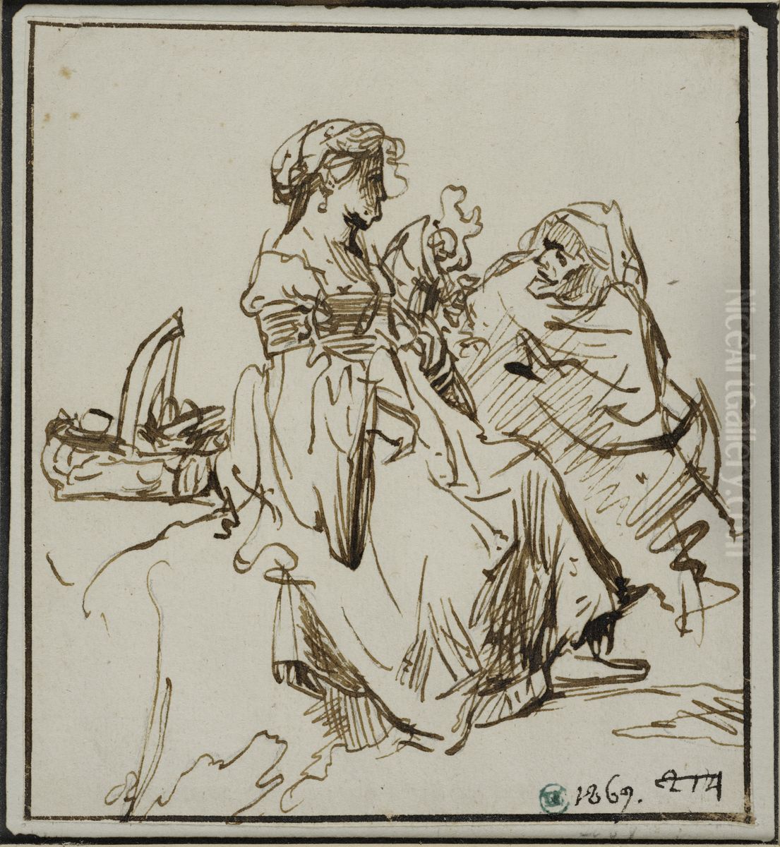 Vertumnus och Pomona Oil Painting by Rembrandt