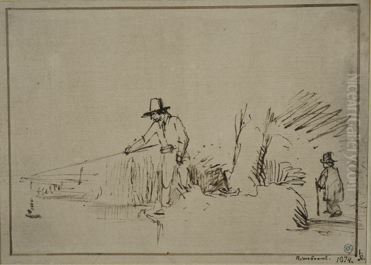 En fiskare Oil Painting by Rembrandt