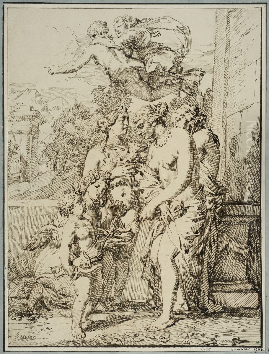 Venus och gracerna forbereder Amors pilar Oil Painting by Gerard de Lairesse