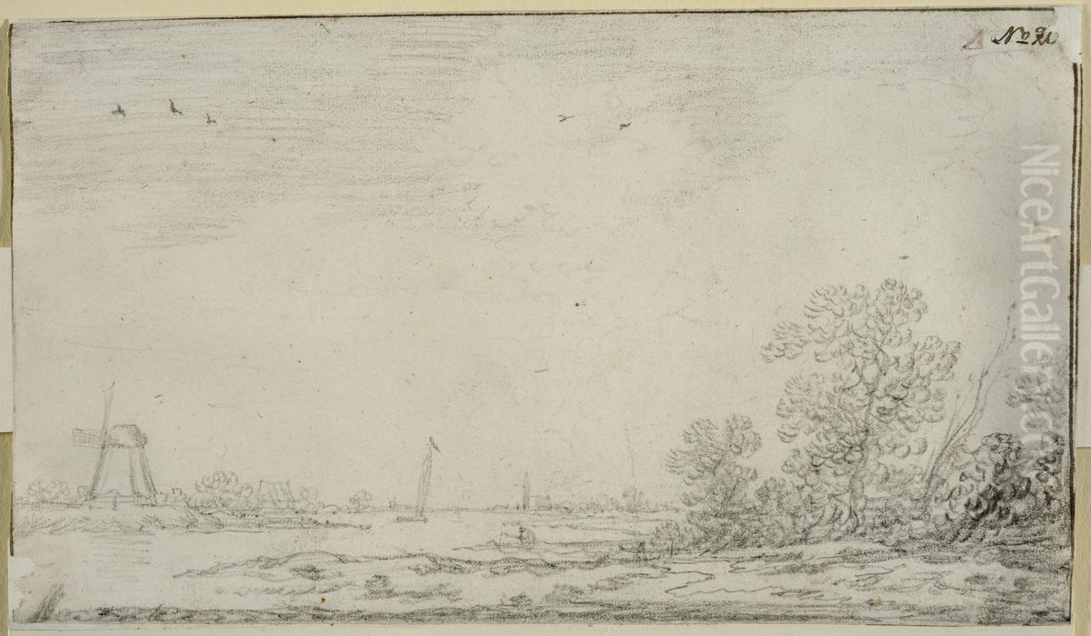 Landskap med kanal Oil Painting by Jan van Goyen