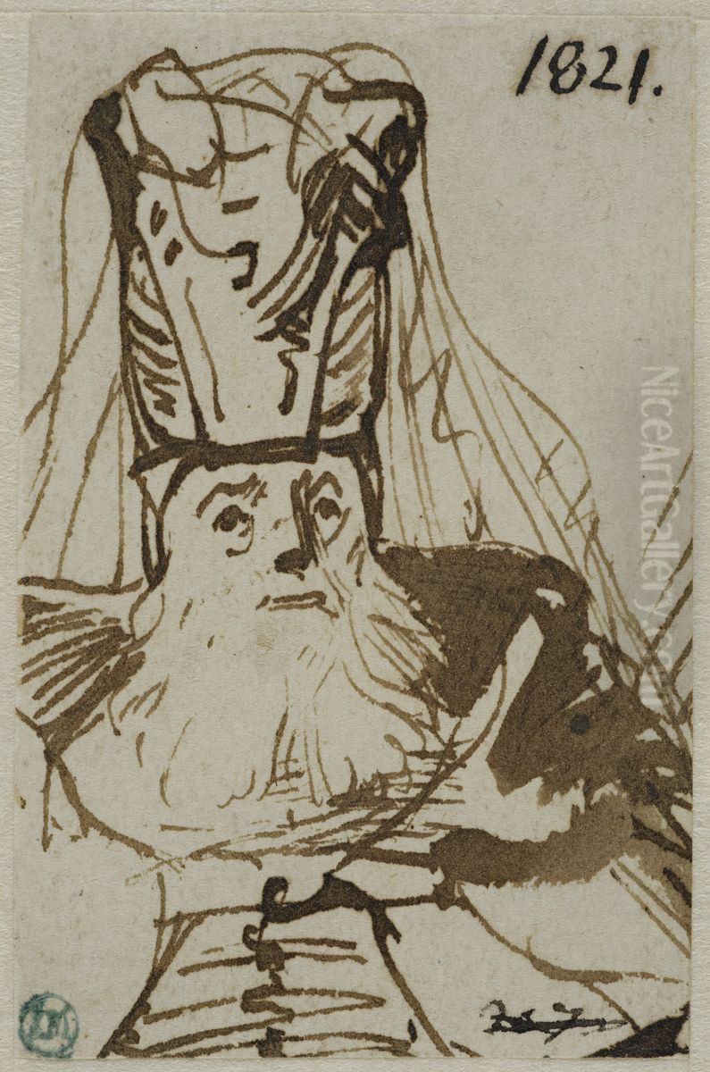 Aldre man med hog huvudbonad Oil Painting by Ferdinand Bol